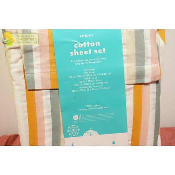 Pillowfort Twin Striped Cotton Kids' Sheet Set (Dirt Marks)* - Picture 7 of 8